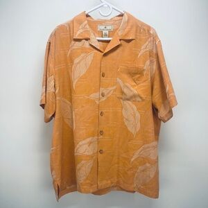 Paradise Collection Men’s 100% silk Hawaiian shirt Short Sleeve Orange size L